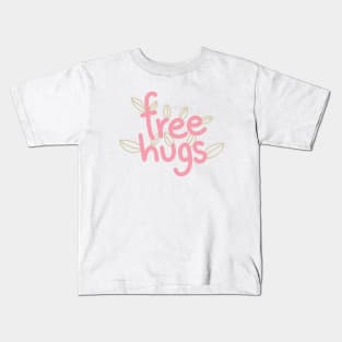 Free Hugs Digitally Created Handwritten Graphic Art GC-102 Kids T-Shirt